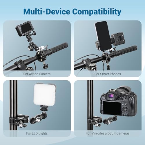 Super Clamp Camera Mount Kit with 360° Dual Ballhead Magic Arm,1/4" and 3/8" Threaded Holes,Action Camera Phone Holder Adapter for Dji Osmo Pocket 4 Monitor LED Light Microphone Desk Tripod Motorcycle - size: Super Clamp with Magic Arm Kit
