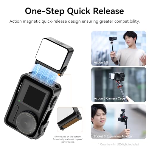 ULANZI LM18 Mini LED Action Camera Vlogging Light Video Light Waterproof Photography Magnetic Fill Lighting for DJI Osmo Action 3/4/5 Camera Cage Accessories and Osmo Pocket 3/4Accessories