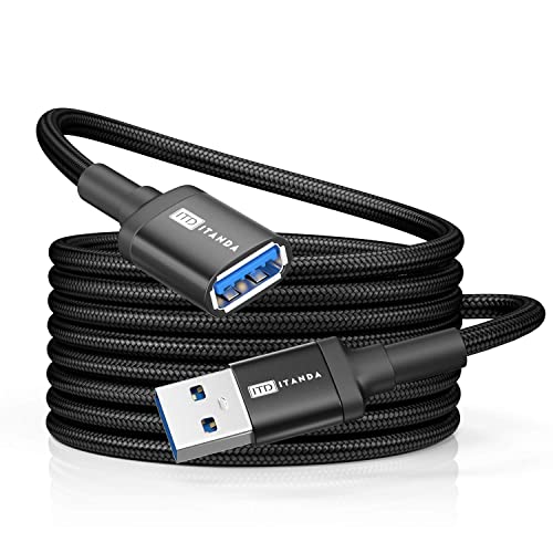 ITD ITANDA 10FT USB Extension Cable USB 3.0 Extension Cord Type A Male to Female 5Gbps Data Transfer for Keyboard, Mouse, PlayStation, Xbox, Flash Drive, Printer, Camera and More, Black - color: Black, size: 10 FT