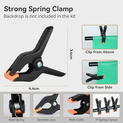 UTEBIT 5x6.6 ft T-Shape Backdrop Stand, with 5 Clip Clamps & Carry Bag | Portable Backdrop Stand Adjustable Photo Green Screen Back Drop Stand for Party, Photography Videography Studio - size: 6.6x5ft