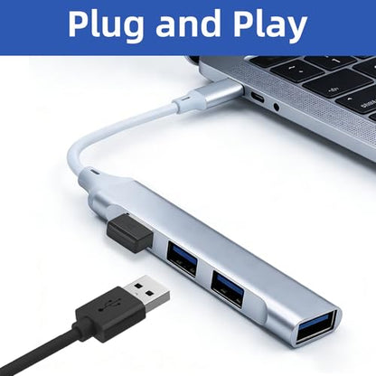 USB c Extender Hub 4 Ports, USB Multiple Adapter Hub, USB A Splitter for Laptop, Xbox, Flash Drive, HDD, Console, Printer, Camera, Keyborad, Mouse and More