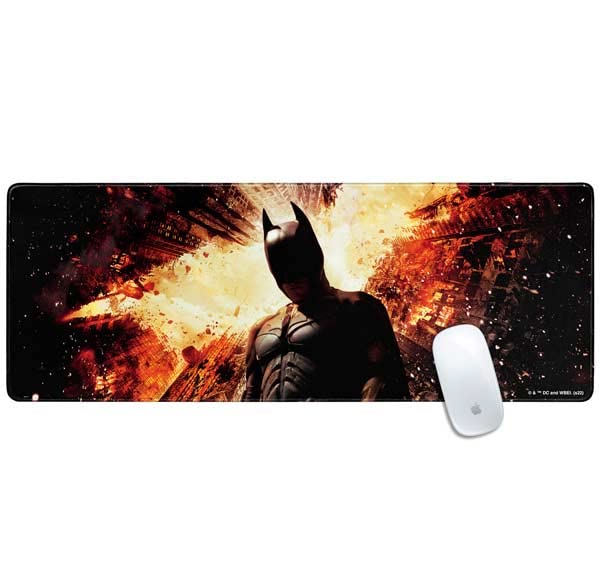 Skinit Large Gaming Mouse Pad - Officially Licensed The Dark Knight Rises Design with Stitched Edges, Waterproof, Non-Slip Rubber Base, Desk Mat for Keyboard & Mouse, 31.5" x 11.8" inches - color: Black - DRKNTR02, size: 31.5" x 11.8"