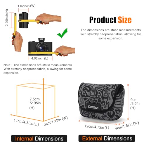 Cwatcun Neoprene Compact Camera Pouch - The Small Case & Travel Sleeve Bag for Digital Camera Ricoh/Canon/Sony & More - color: Camouflage