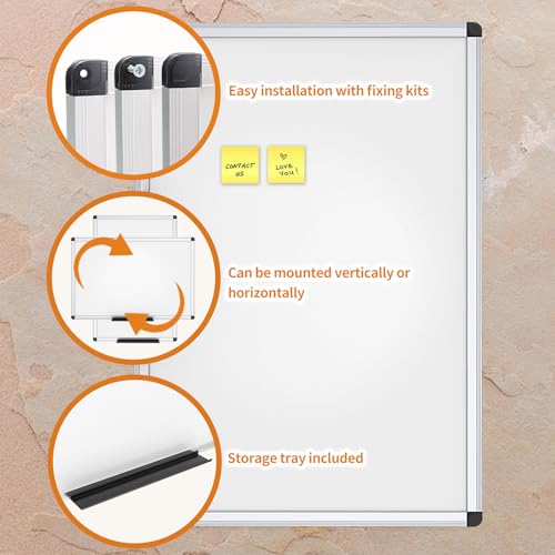 VIZ-PRO Magnetic Dry Erase Board, 36 X 24 Inches, Silver Aluminium Frame - size: 36"W x 24"H