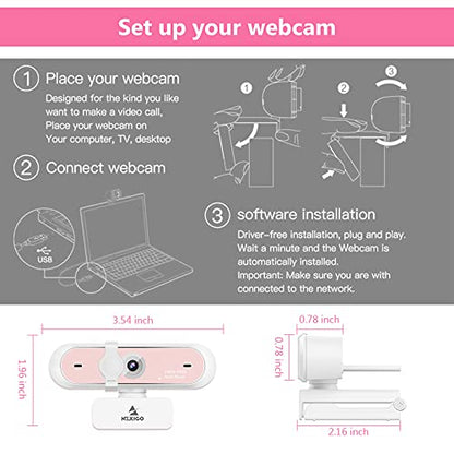 NexiGo N660P 1080P 60FPS Webcam with Software Control, Dual Microphone & Cover, Autofocus, HD USB Computer Web Camera, for OBS/Zoom/Skype/FaceTime/Teams/Twitch, Pink - style: 1080P 60FPS Webcam Pink