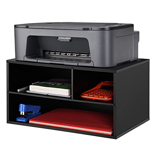 EMERIT Printer Stand Shelf with Storage Wood Desk Paper Organzier for Home/Office,Printer Riser, 2 Tire - color: Black, size: Medium