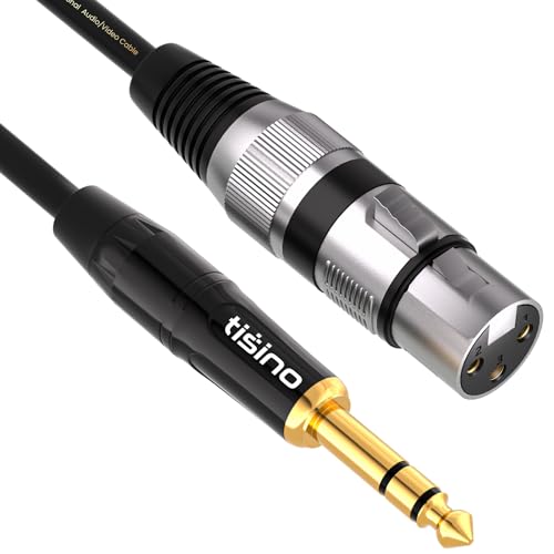 Tisino XLR Female to 1/4 Inch (6.35mm) TRS Jack Lead Balanced Signal Interconnect Cable XLR to Quarter inch Patch Cable Micphone Cable - 10 Feet - size: 10 feet