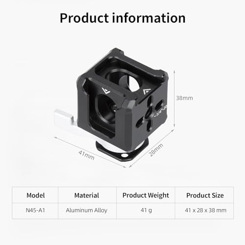 Nitze Triple Cold Shoe Adapter, Quick Release Cold Shoe Mount, with 1/4", 3/8" Locating Holes for ARRI - N45-A1