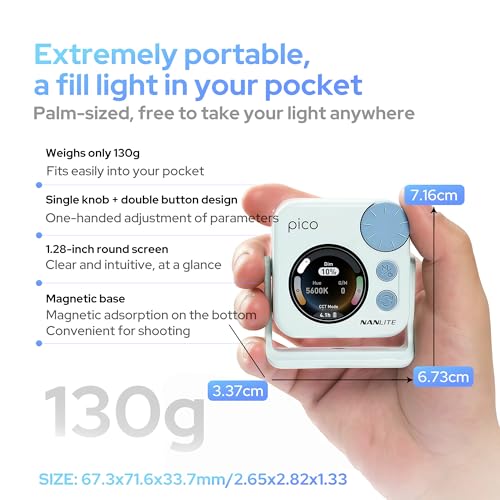 Nanlite Pico Portable LED Fill Light – Full Color RGB, Snap-On Attachment for Phone/Camera Photography, Live Streaming, Video Content Creation (Mint Blue) - color: Mint Blue