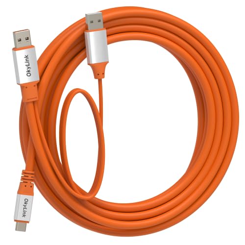 OkyLink Active USB 3.2 Gen 2 Type A to C Cable Male to Male 10Gbps, 15ft | 5m with External Power, Long Range, Orange, for Long-Distance USB-C Device & Webcam - color: Orange USB3.2, size: 15ft (5m)