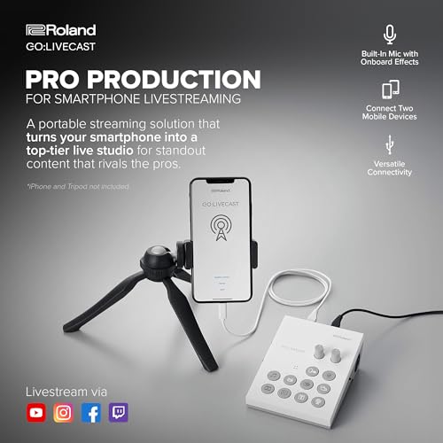 Roland GO:LIVECAST | Livestreaming Studio for Smartphones | Companion App | Intuitive, Hands-On Controls | Easy-To-Use Media Tools | Ideal for Content Creators | Stream via YouTube, Twitch & More