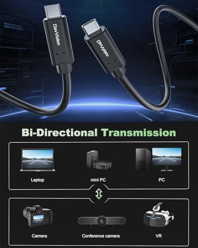 USB C Fiber Optic Cable 33FT Bidirectional Transmission, 10Gbps&PD 60W USB 3.2 Gen2 Tether Cable for Canon/Sony/Nikon,Ultra Slim & Soft for 4K Camera,Webcam,VR/AR,Video Conference - size: 33FT