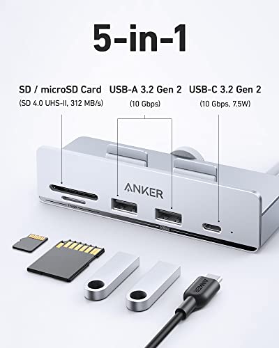 Anker USB C Hub, 535 USB C Hub (5-in-1), with 2 USB-A 10 Gbps Data Ports, USBC 10 Gbps Port, SD and microSD Card Reader, for iMac Pro/iMac 24 inch 2021 / iMac 27 inch / 21.5 inch