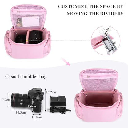 G-raphy Camera Bag Case Pink Small Photography Bags DSLR SLR MIRRORLESS BAG with Removal Straps - color: Pink