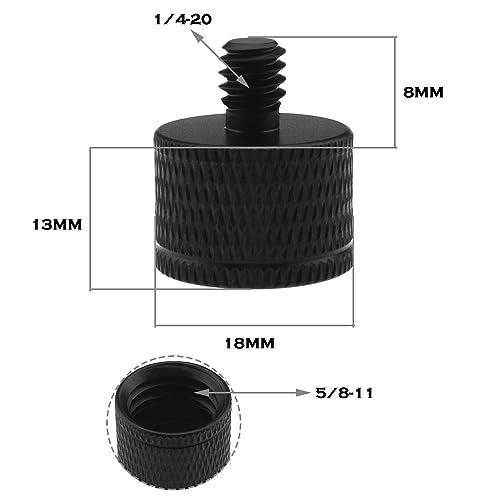 Create idea 2Pcs 5/8"-11 Female to 1/4"-20 Male Screw Reducer Aluminum Alloy Screw Adapter Studs Accessories for Camera Webcams Mic Stand