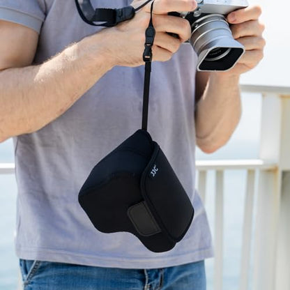 JJC Soft Neoprene Camera Case Pouch Bag for Fuji Fujifilm GFX100RF GFX 100RF with/without Original Lens Hood, GFX 100 RF Protective Storage with Inner Lanyard & Touch-Fastening Flap (NOT Fits GFX100) - size: for Fujifilm GFX100RF