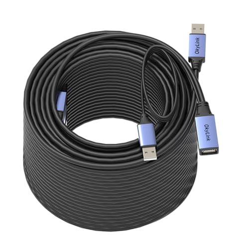 OkyLink Active USB 2.0 Extension Cable A to A, Male to Female 160ft(50M) | 480Mbps Signal booster cord, compatible with printer, mouse, keyboard, scanner, camera - size: 160ft (50m)