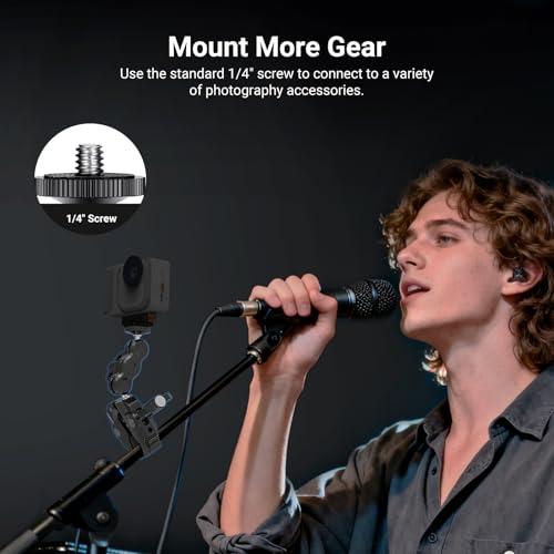 NEEWER Magnetic Mobile Phone Holder with Super Clamp, Adjustable Metal Holder with 1/4 Inch Screw and Ball Heads, Magic Arm Compatible with MagSafe iPhone for Pole, Tripod, Microphone Stand, Table - style: PA150