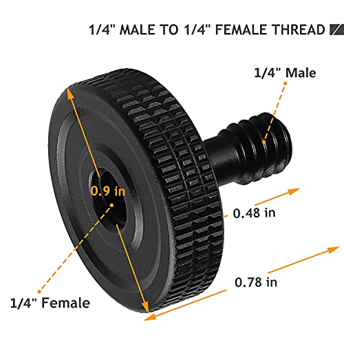 2 Set Thumb Screw Camera Quick Release Adapter with Rubber Pads, Tripod Screw Rubber Washers 1/4" Female to 1/4" Male Thumbscrew L Bracket Mount Thread for Camera Mounting Plate Frgyee