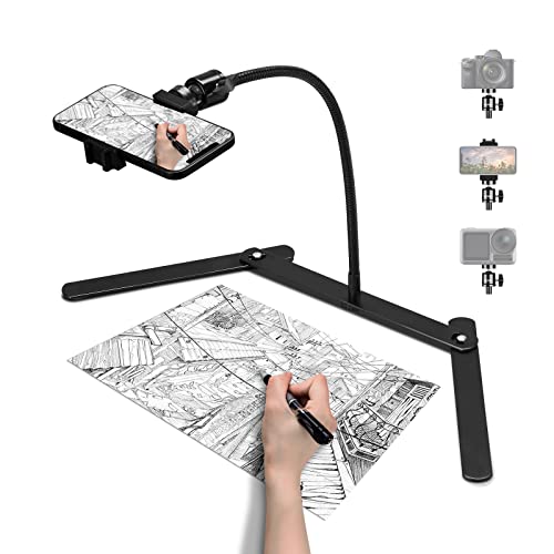 Phone Stand for Recording, Phone Tripod Adjustable and Solid, Overhead Phone Mount, Fixable Gooseneck Phone Holder for Video Recording, Online Teaching, Cookie Decorating, Live Streaming