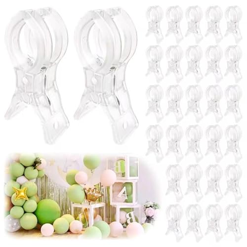 30 Pack Clear Balloon Arch Clips, 3.5" Plastic Transparent Clamps Heavy Duty Spring Clamps for Balloon Arch, Birthday Decoration Crafts Woodworking Photography Studios - style: 30 PCS