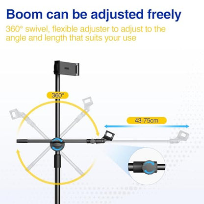 Mic Stand, Microphone Stand Floor with Phone/Tablet Holder, Height Adjustable Boom Mic Stand Tripod With Carrying Bag for Singing Karaoke Stage