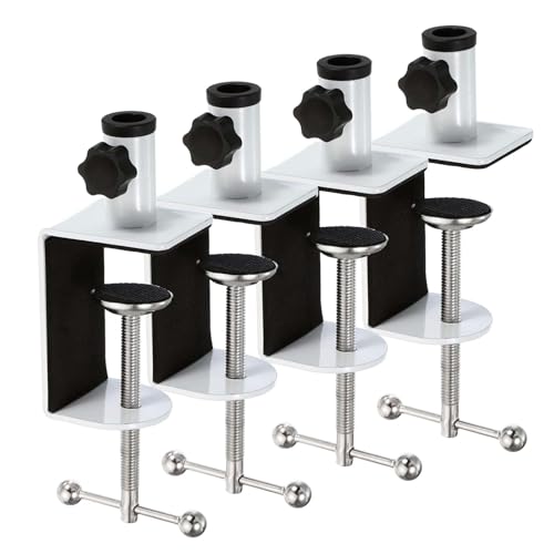 Desk C-Clamp with 1/2" Thread Hole, C Clamp for Microphone Stand, Adjustable Metal Table Clamp on Desk Lamp, Black Desk Lamp Clamp for Swing Arm Magnifying (4, white) - color: White