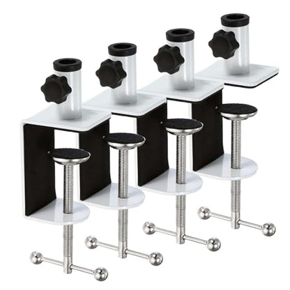 Desk C-Clamp with 1/2" Thread Hole, C Clamp for Microphone Stand, Adjustable Metal Table Clamp on Desk Lamp, Black Desk Lamp Clamp for Swing Arm Magnifying (4, white) - color: White