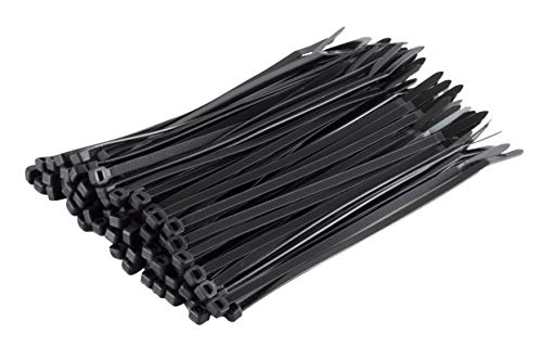 GTSE 8 Inch black Zip Ties, Saddle Mounts and Self Tapping Screws Set, 100 Pack Cable Ties, 50lb Strength, UV Resistant Strong Self-Locking Tie Wraps - color: Black, style: 0.2 " Wide / 0.14" Screw Hole Mounts and Zip Tie Set
