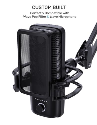 Wave Shouck Mount [Custom Built for Elgato Wave:3/1], Anti-Vibration Suspension Elastic Shock Mount Holder Clip Mic Mount Stand with 3/8" or 1/4" Screw Adapter Compatible with Wave:3/1 Microphone - size: Wave Shock Mount