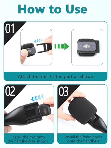 YOUSHARES Universal Interview GO Handheld Adapter for DJI Mini, 2-Pack Wind Muff and Lavalier Mic Adapter Handheld Stand Set - color: Gray Wind Muff (2 Pack)+Interview handheld