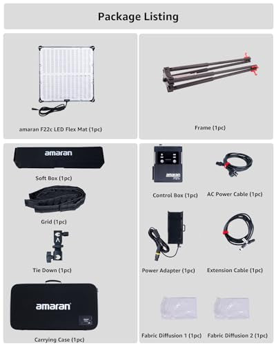 Aputure Amaran Foldable Flexible LED Light Panel Splash-Proof for Video Studio Photography Lighting (amaran F22c)