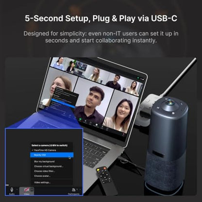 NEARITY 360 Basic Conference Webcam with Microphone and Speaker, Video Conferencing Camera, 3 AI Modes, All in One Video Conference Room Webcam for Teams/Zoom/Meetings/Office