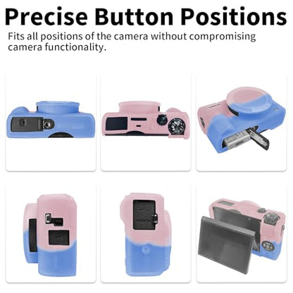 G7X Mark III Case, Soft Silicone Protective Case Cover for Canon Powershot G7X Mark III Digital Camera, Durable Camera Body Skin Protector with Removable Lens Cover, Pink Blue - color: Pink Blue