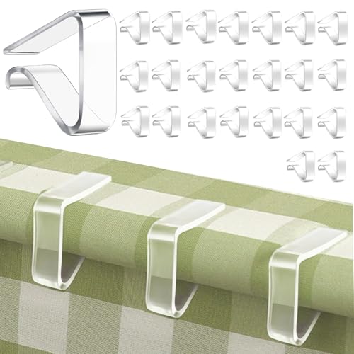 24 Pcs Clear Tablecloth Clips for Indoor Outdoor Tables, Windproof Plastic Table Cloth Holder Clips for Dining Tables, Transparent Picnic Table Cover Clip Clamps for Securing Tablecloths Small - size: Small