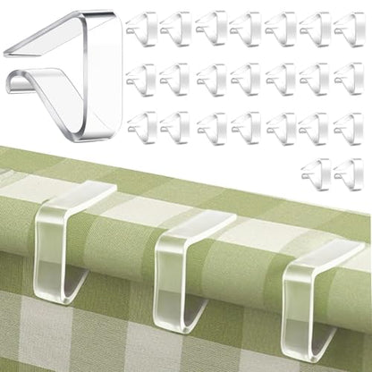 24 Pcs Clear Tablecloth Clips for Indoor Outdoor Tables, Windproof Plastic Table Cloth Holder Clips for Thick Tables, Transparent Picnic Table Cover Clip Clamps for Securing Tablecloths Large - size: Large