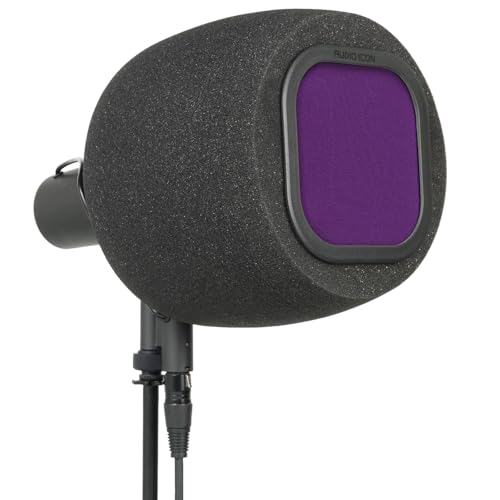 Soundbox 7B Top Address Recording Isolation Booth - Portable Microphone Shield with Replaceable Pop Filter for Studio Quality Vocals, Podcasting. Compatible with SM7B, MV7 (Twilight Purple Pop Filter) - color: Twilight Purple Pop Filter