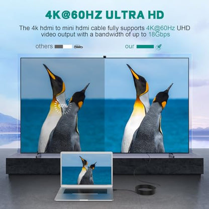 Mini HDMI to HDMI Cable Compatible with Nikon D3500 D3300 D7500 D850 D500, Canon EOS 5D Mark IV, 6D Mark II, 80D, Rebel T6/T7, High-Speed HDMI Adapter Camera to TV Monitor HDMI Cord (9.84FT)