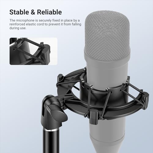 NEEWER Microphone Shock Mount, Mic Holder for Stand & Boom Arm with Elastic Ropes & 3/8" to 5/8" Screw Adapter, Fits Mics of 1.8" to 2" (46 to 50mm) Diameter, MS048 - style: MS048