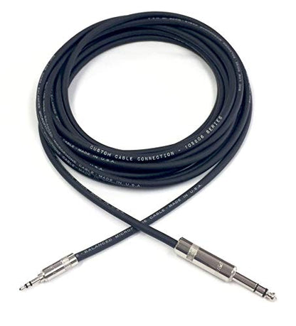 Custom Cable Connection 1 Foot Pro Audio 1/4 inch (6.35mm) TRS to 1/8 inch (3.5mm) TRS Balanced Cable - size: 1 Foot