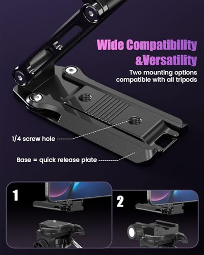 CAMBOFOTO Magnetic Phone Tripod Stand for iPhone, Aluminum Strong Magnetic Pocket Cell Phone Stand, Arca-Swiss Compatible with iPhone 17 16 15 14 13 12 Series/Android (Black) - color: Black