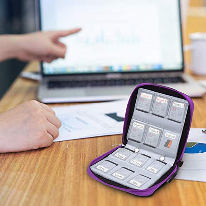 Eco-Fused Memory Card Case - Fits up to 44x SD, SDHC, Micro SD, Mini SD and 4X CF - Holder with 44 Slots (Purple / 44 Slots - 1 Pack) - color: Purple / 44 slots - 1 pack