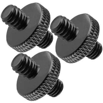 3-Pack 1/4" Male to Male Tripod Nut Connectors, Aluminum, Black - style: 1/4" male to 1/4" male