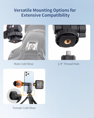 Lightweight Universal Phone Tripod Mount Adapter with 1/4" Screw and Cold Shoes, 360° Rotates Adjustable Smartphone Clamp Holder, Compatible with iPhone/Samsung/Andriods/Camera for Photography - style: Lightweight-Plastic