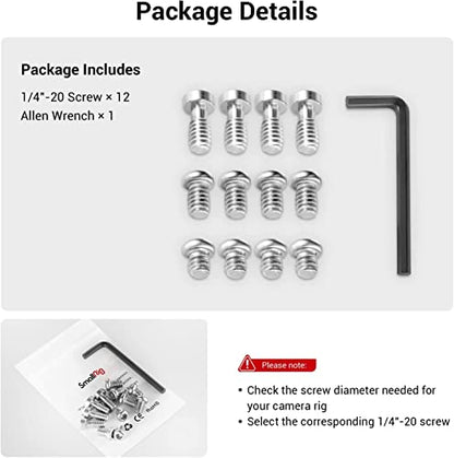 SMALLRIG Allen Wrench Screw 1/4" Screws Accessories Tool (12pcs/Pack) - 1713 (Pack of 2) - size: 12pcs 1/4" Screw 1713 (Pack of 2)