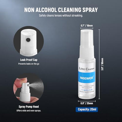 NEEWER 12 in 1 Camera Lens Cleaning Kit for DSLR Cameras, Electronics, Phones, Tablets, 10x Cleaning Swab for 16mm APS-C Sensor + 1x Cleaner Spray + 1x Cloth, HM-47
