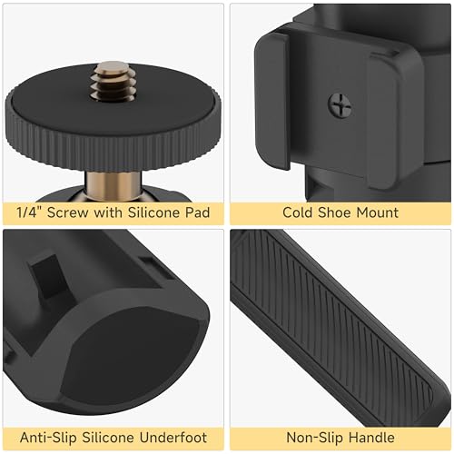 MINIFOCUS Extendable Mini Camera Tripod, 360° Ball Head with Cold Shoe, 4 Levels Adjustment Small Selfie Stick for Gopro Hero 13/12/11/10 DJI Osmo Pocket 4/3 Action 5 Pro insta360 X5/X4 - color: T1013