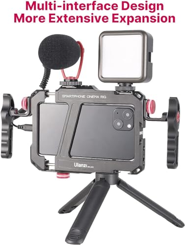 ULANZI Smartphone Video Rig with Handle, LINO Filmmaking Case Aluminum Alloy Phone Video Stabilizer Grip Tripod Mount for Video Maker Videographer with Cold Shoe for iPhone 16 15 Mini Pro Max 8 Plus