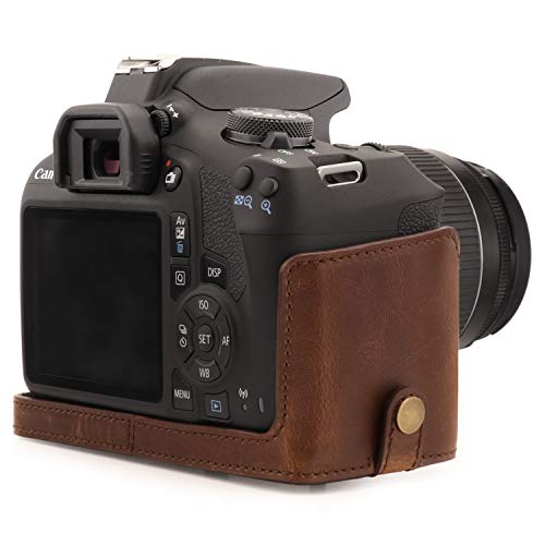 MegaGear MG1608 Ever Ready Leather Camera Case compatible with Canon EOS Rebel T7 (18-55mm), 2000D (18-55mm) - Dark Brown - color: Dark Brown