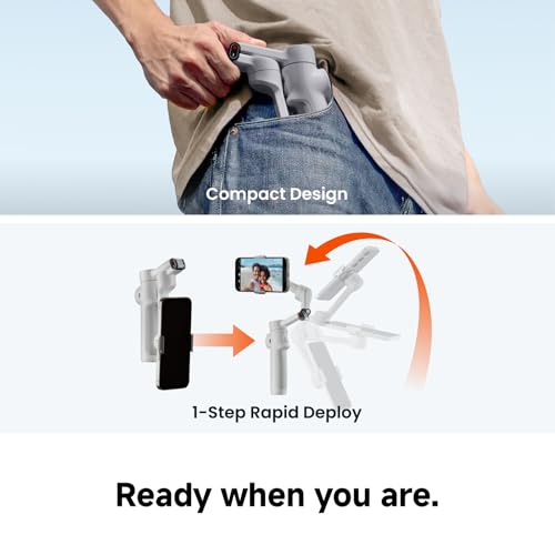 Insta360 Flow 2 Pro Grey - Foldable AI Phone Gimbal, Track in 200+ Apps with Apple DockKit, Multi-Person Tracking, 360º Pan Tracking, Built-in Tripod/Selfie Stick, iPhone/Android Portable Stabilizer - color: Stone Grey - Standard Bundle